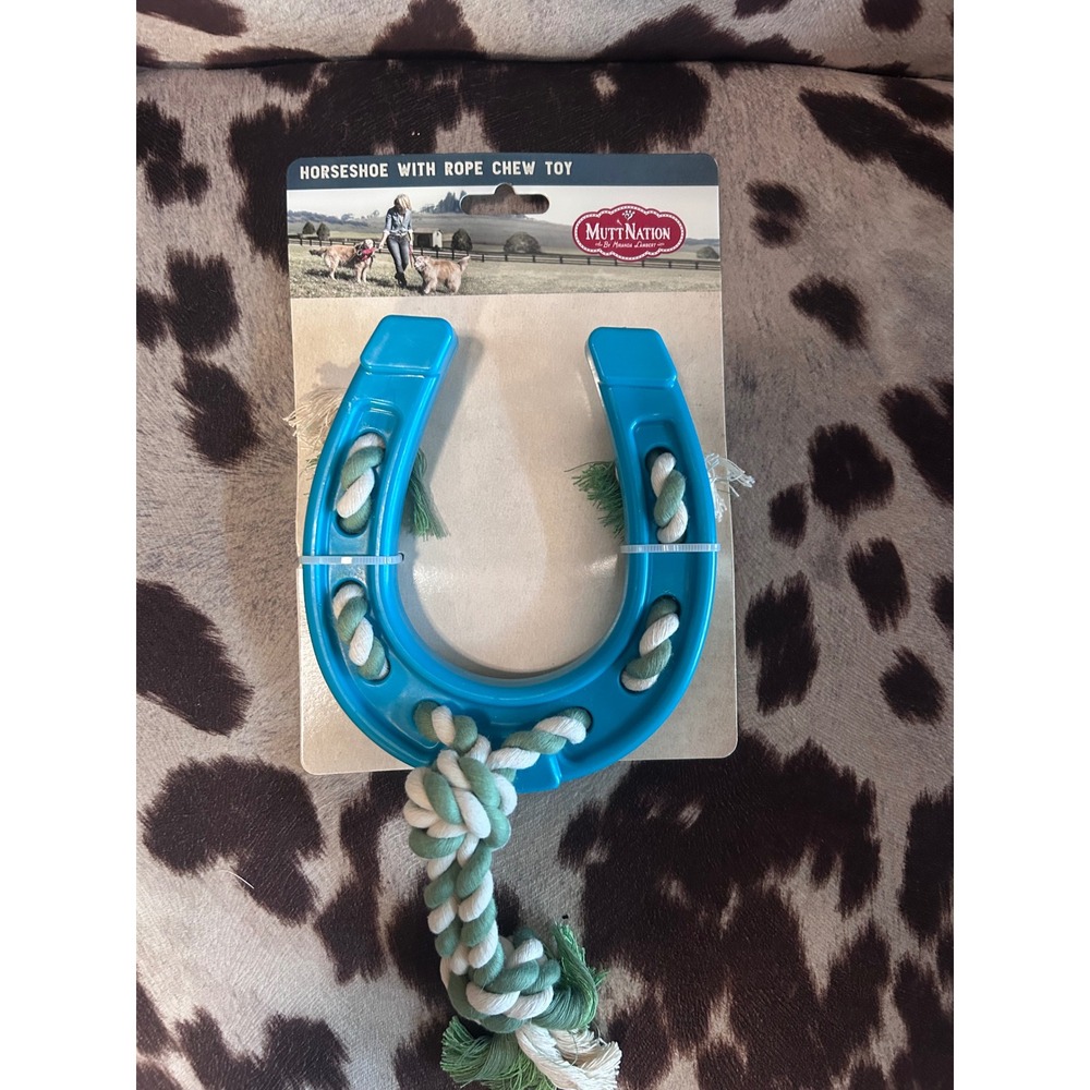 MuttNation Horseshoe Rope Chew Toy Dog One Size Blue Western Miranda Lambert New